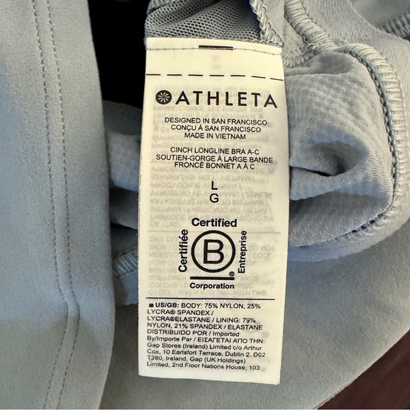 Athleta | Cinch Longline Bra A-C, Light Blue Color, Size L - NWT - Picture 8 of 10